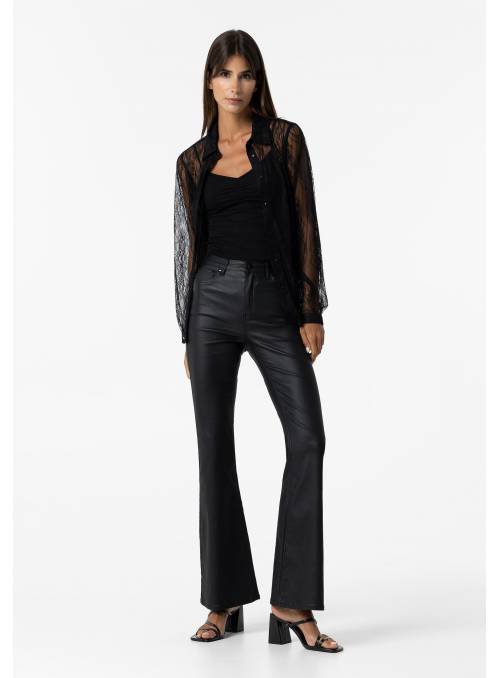 PANTALON ZOE ENCERADO NEGRO